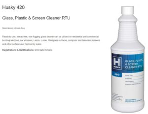 Canberra Husky 420 Glass, Plastic and Screen Cleaner RTU-12 Quarts/Cs