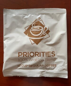 Priorities Coffee | 12-cup dark roast regular, 100/case